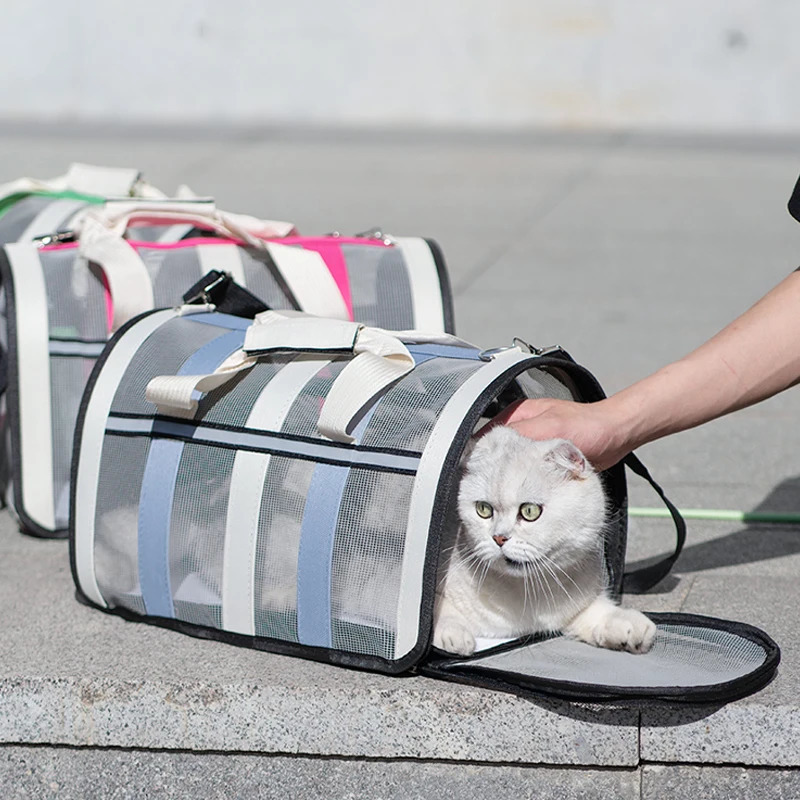Pet Carrying Bag Outing Portable Cat Dogs Handbag foldable small to medium dog cage mesh handbag 251030