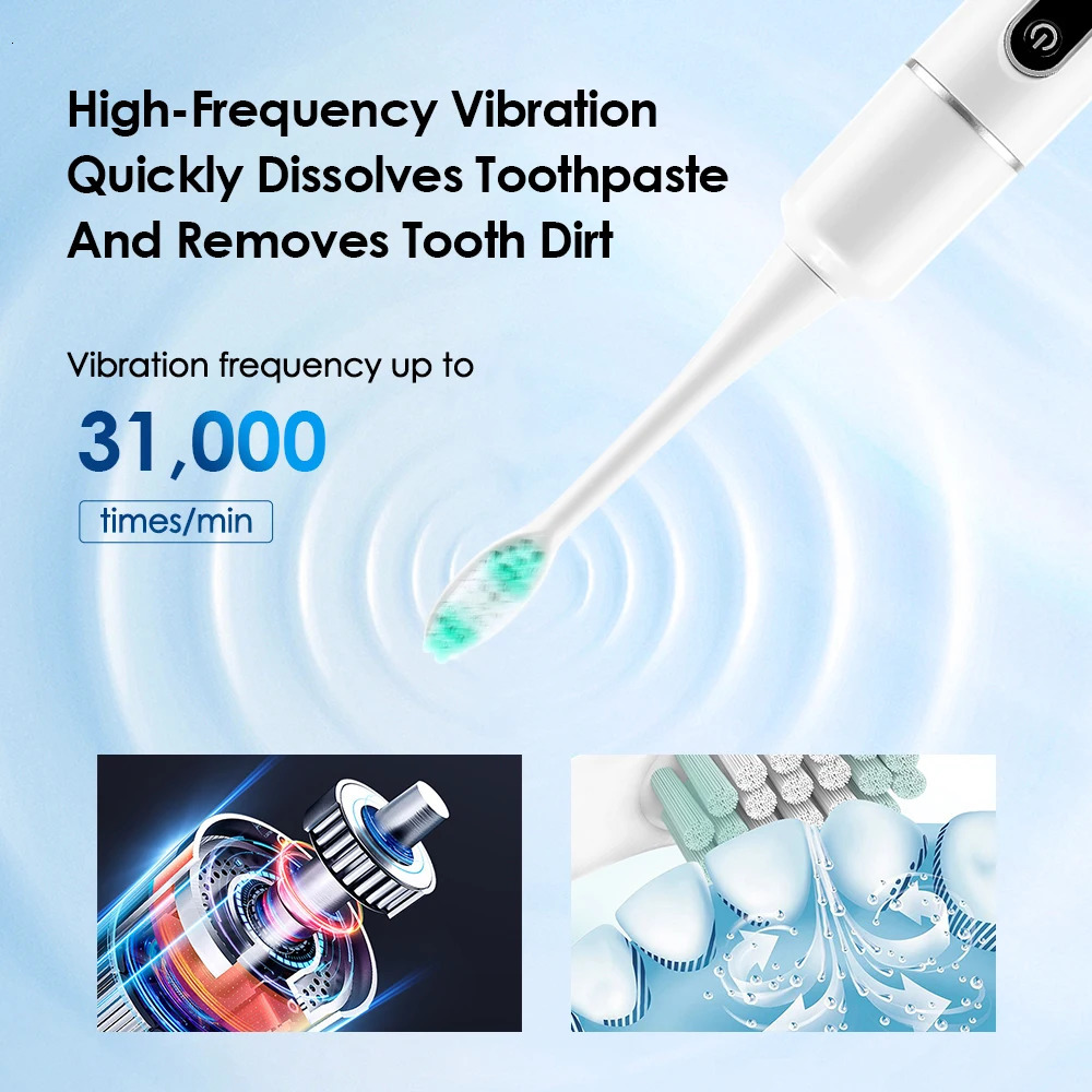 Brush Heads Sonic Electric Toothbrush With 31000Vpm Deep toothbrush Clean 6 Modes Waterproof Rechargeable For Adults X260103