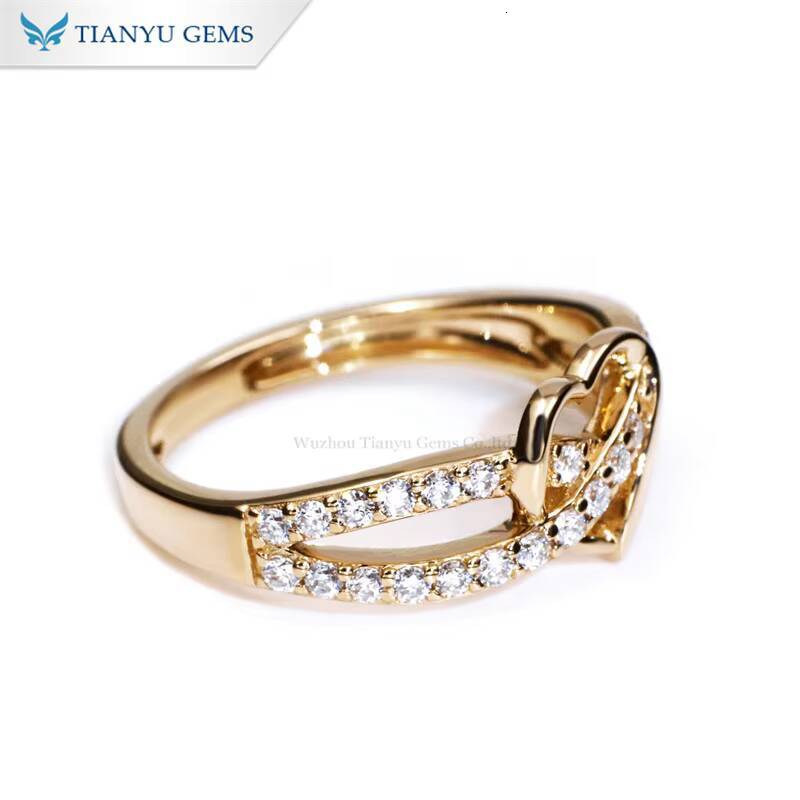 Tianyu Gems Heart Shape Design Moissanite Diamonds 10k 14k 18k Solid Classic Wedding Rings for Women