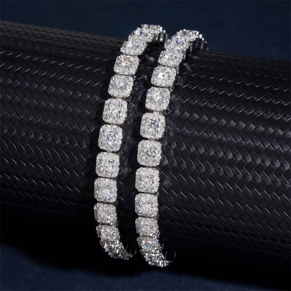 High Quality 925 Sterling Silver 6mm Moissanite Tennis Chain and Fashionable Hip Hop Cuban Bracelet