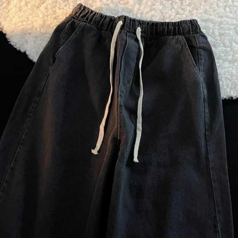 2024 New Spring and Autumn Retro High Street Versatile Pi Shuai Hong Kong Style Straight Leg Loose Trendy Brand Nine Point Jeans J251030