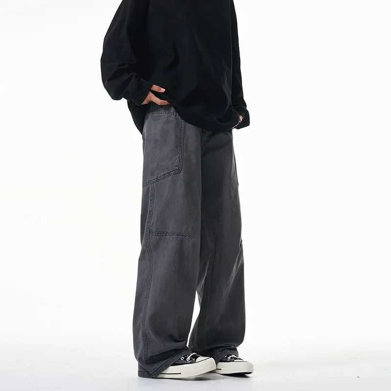 Daboni New Summer Grey Washed Unisex Loose American High Street Cleanfit Multi Pocket Workwear Pants Casual Loose Trousers J251030