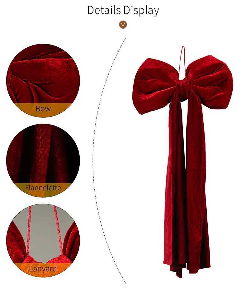 65ft Giant Red Velvet Christmas Bow Pendant Xmas Tree Bowknot Ornament for Home Decor New Year Party Gifts Festive Decoration C251030