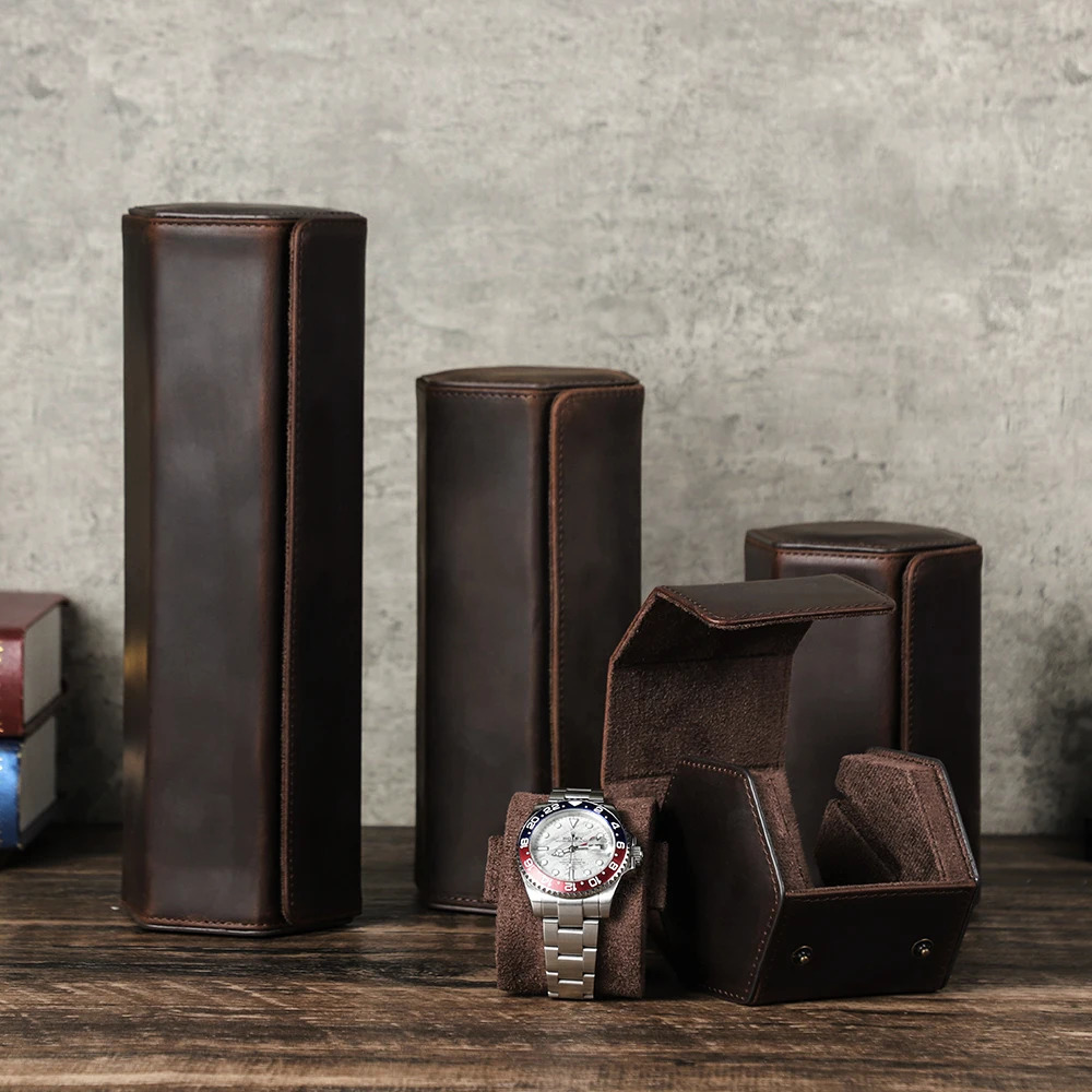 Vintage Genuine Leather Watch Roll Box 123468 Grids Watch Travel Case Organizers Display Holder Men Women Watches Jewelry 251029