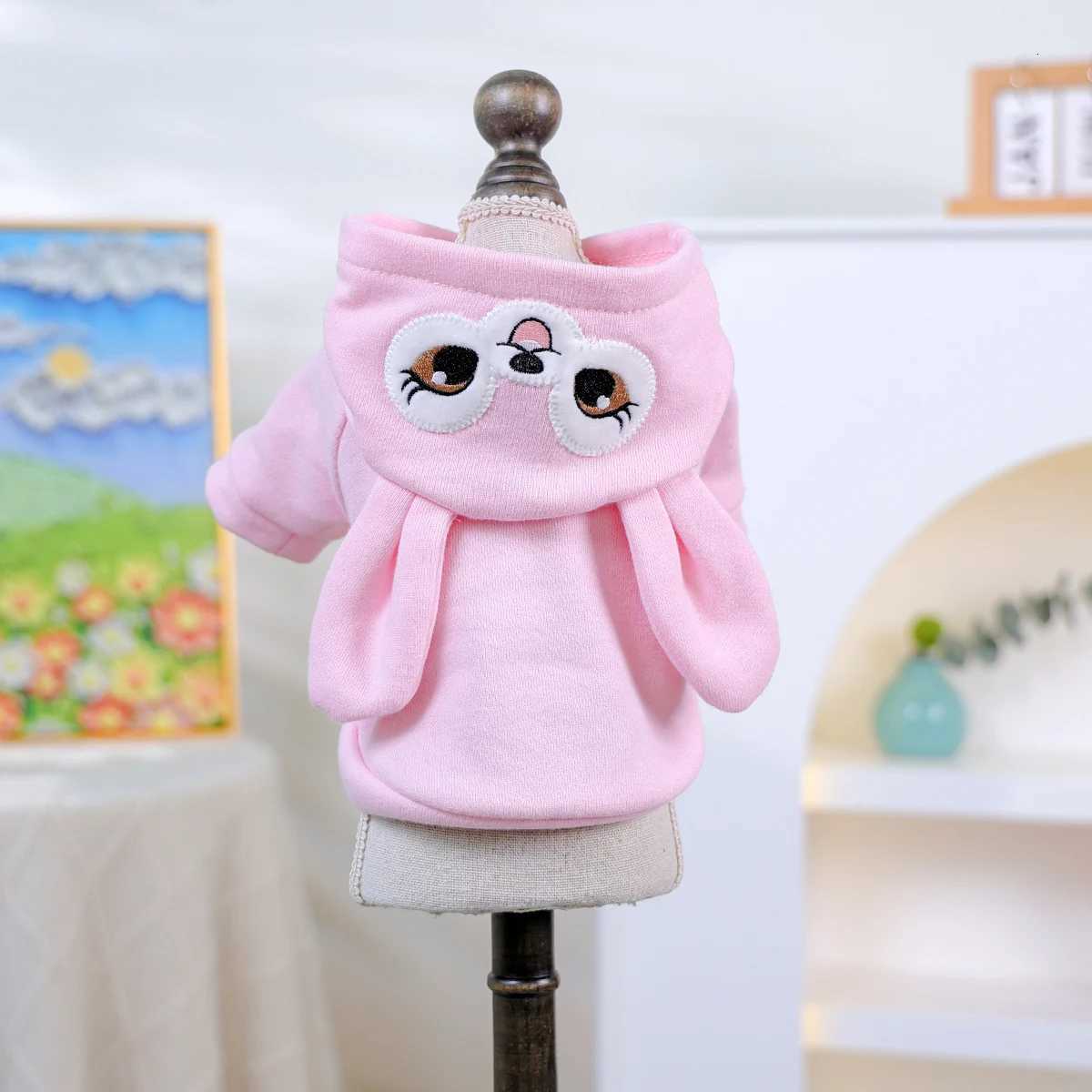 Pet Pink Rabbit Sweater Cat and Dog Wear Spring and Autumn Comfortable Puppy Clothes Happy Dog Autumn and Winter Warm Hoodie C251030