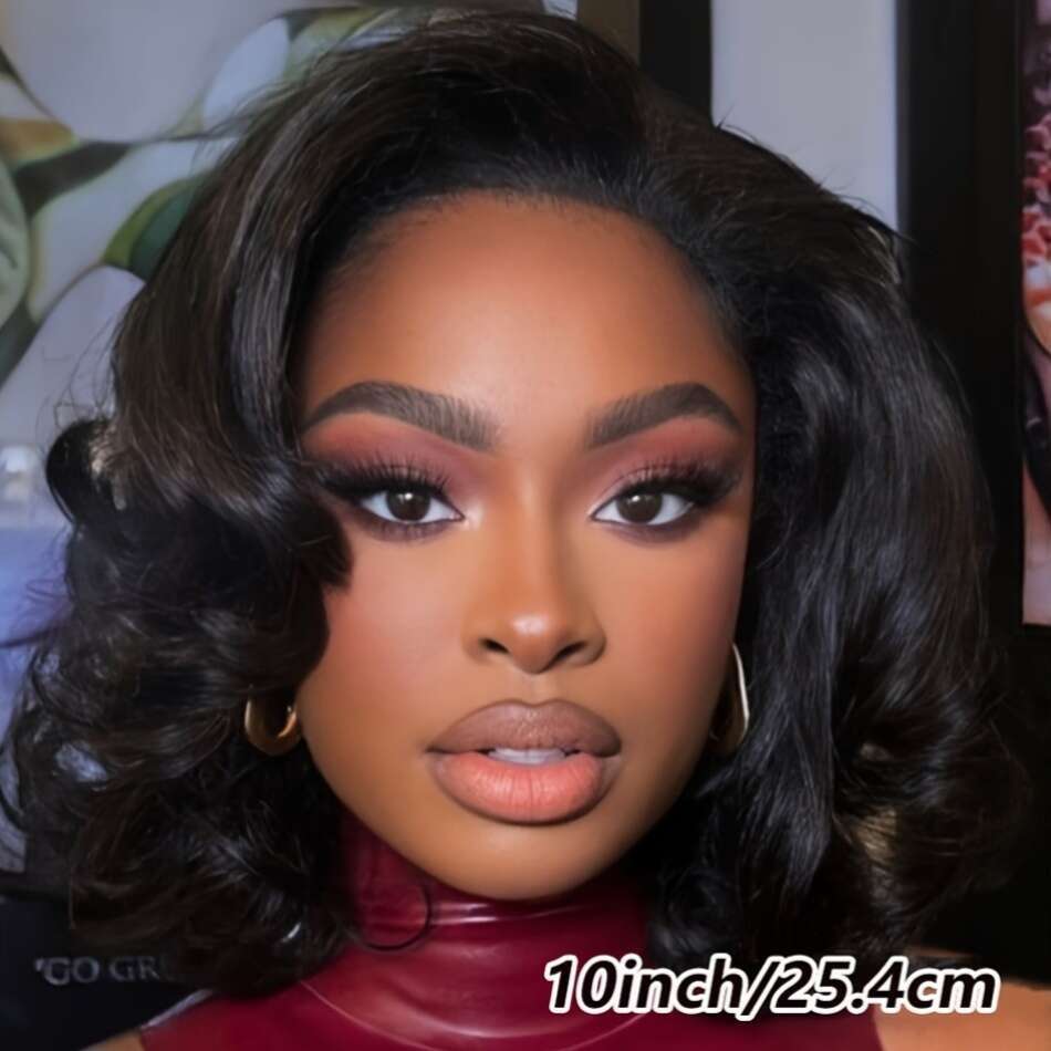 Elegant Bob Wig For Women - 4X4 Glueless Lace Front, Pre-Plucked Brazilian Virgin Remy Human Hair, Body Wave Closure Wig, 150% Density, 10 Inch