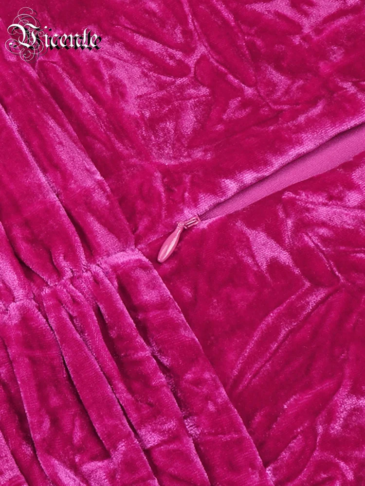 VC Gloves n Stand Collar Long Sleeves Full Length Velvet Jumpsuit Vestidos 251027