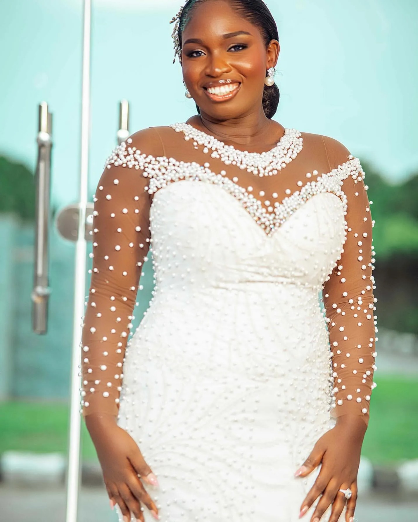 Ivory Mermaid Wedding Dresses Plus Size Lacefull Pearls Sheer Neck Vintage Bridal Gowns Dress Vestidos De Novia