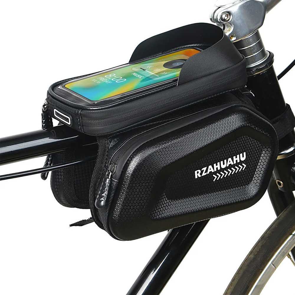 Bicycle Front Tube Bag with Touch Window Phone Holder Waterproof Hard Shell Cycling Storage Bag H251029
