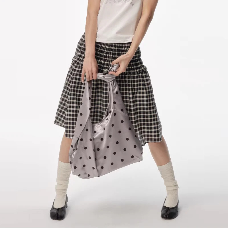 Y2k Satin Polka Dot Shoulder BagCasual Chic HandbagWomen Large Capacity Tote BagKorean Style Everyday Purse 251029