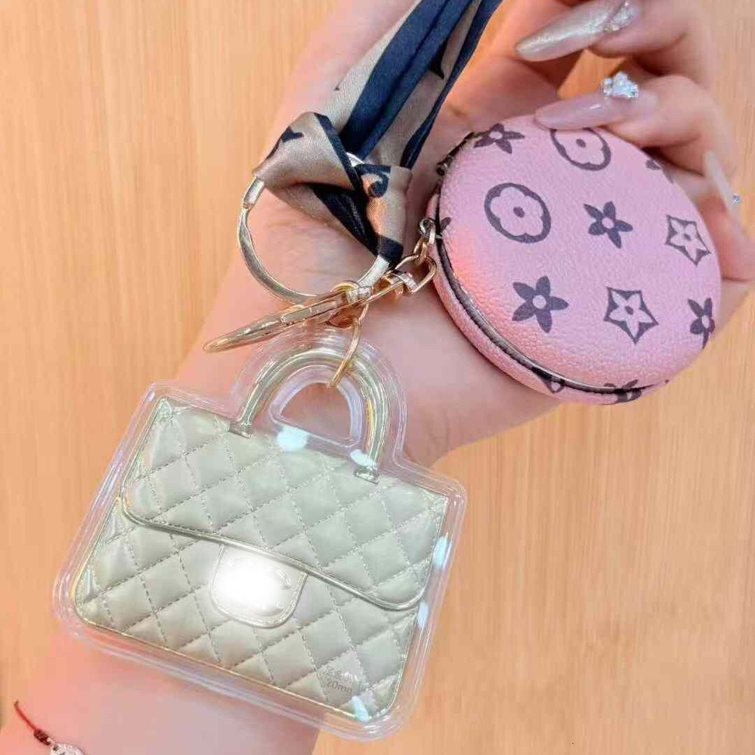 Makeup Keychain Exquisite Vintage Leather Double-Sided Mirror Bag Pendant Light Luxury