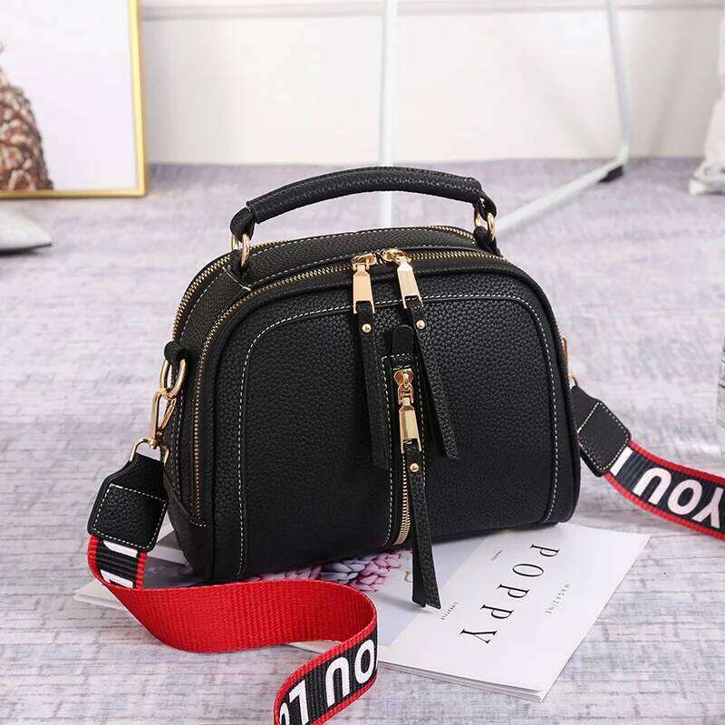 Fashion Color Shoulder PU Leather Crossbody Messenger Bags For Women Wide Strap Small Handbag