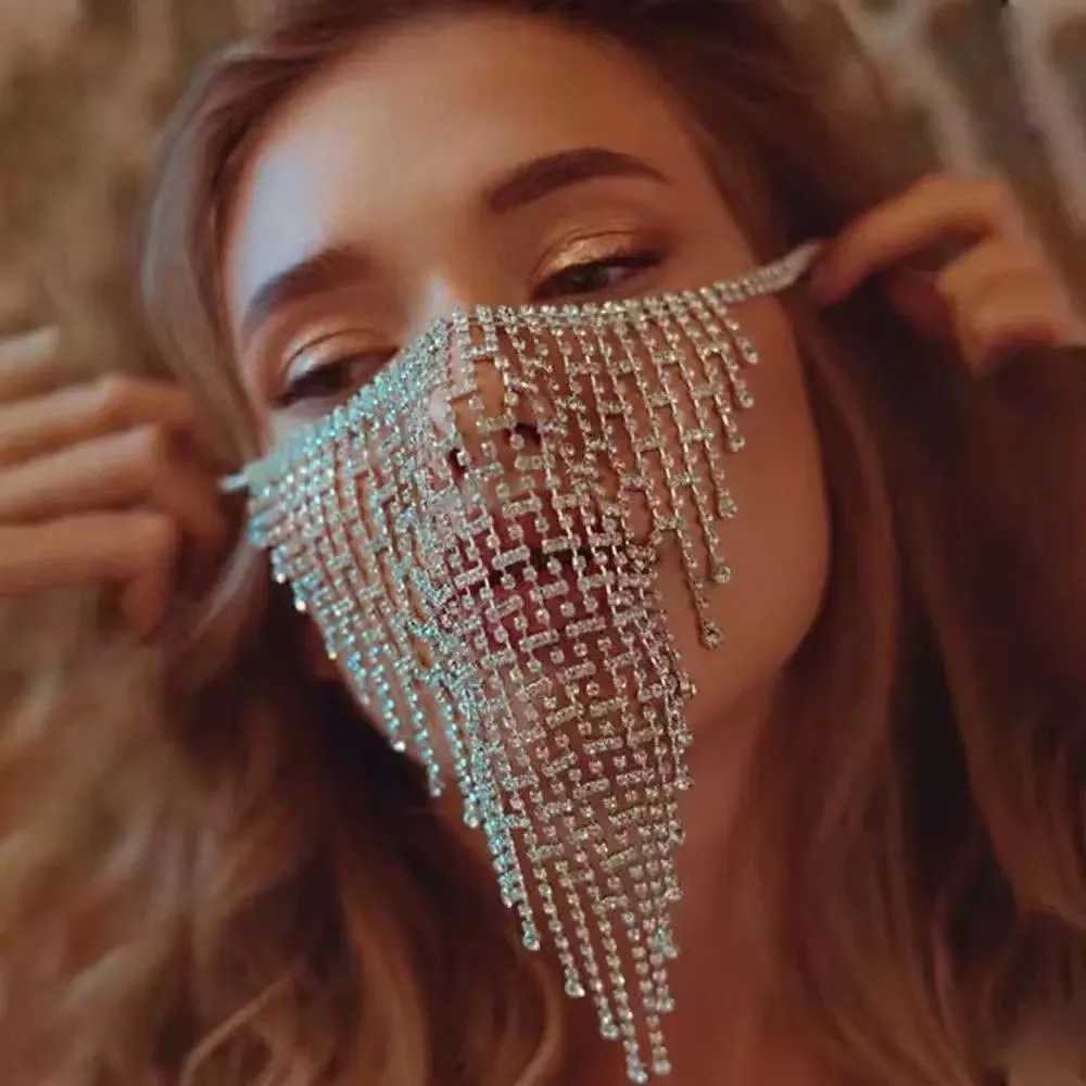 European and American new sexy checkered tassel mask fashionable womens stage performance dance party facial accessories maW251029