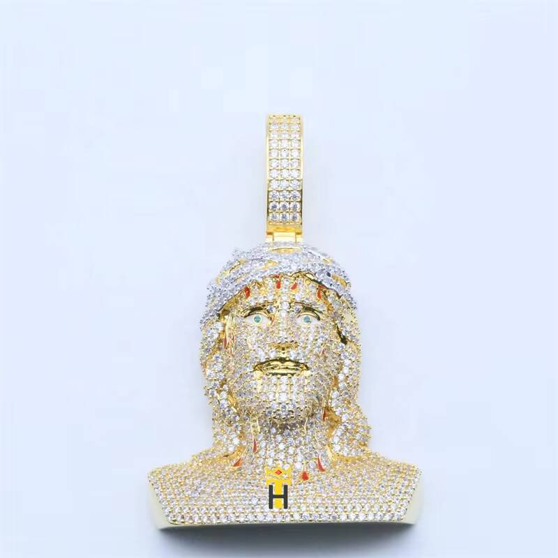 Luxury Diamond 925 Sterling Silver Pendant Full Paved Cz Diamond Pendant Hiphop Religious Jesus Pendant
