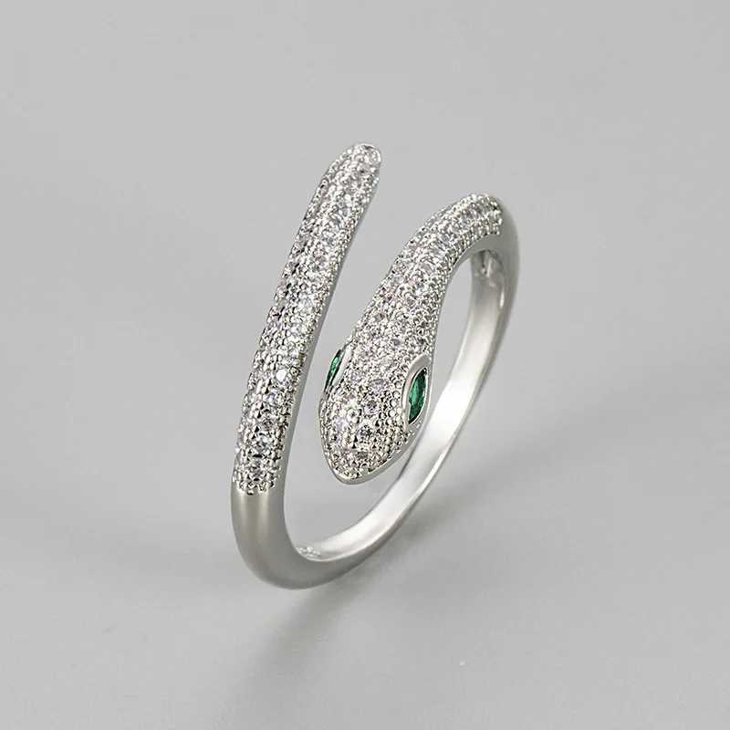 925 Sterling Silver Rings For Women Vintage Handmade Adjustable Zircon Snake Ring Fashion Band Female Bijoux GiftW251030