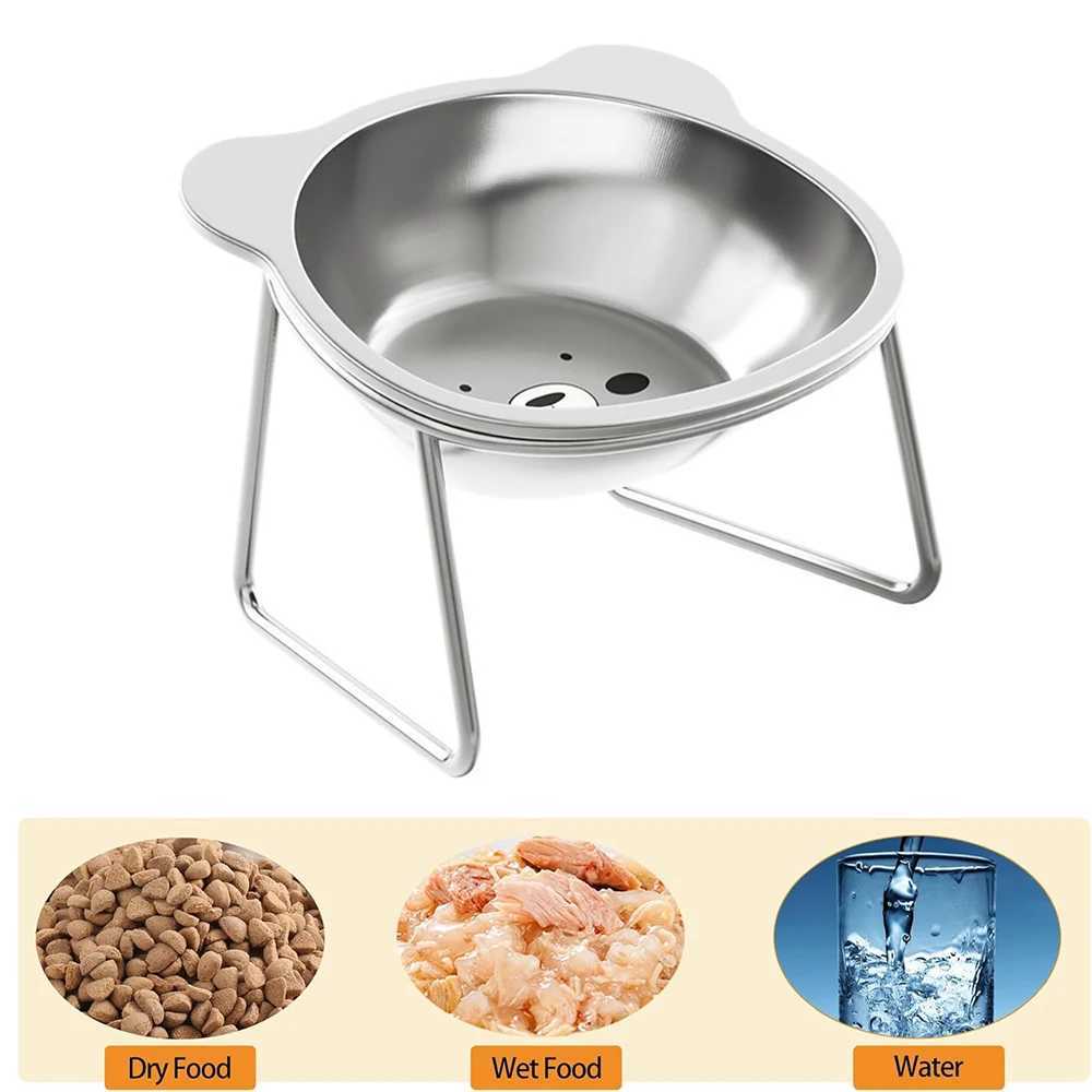 Stainless Steel Cat Bowls Raised Whisker Fatigue Cat Plates Pet Water Dish Kitten Bowls Pet Bowls for Cats Food Bowls J251113