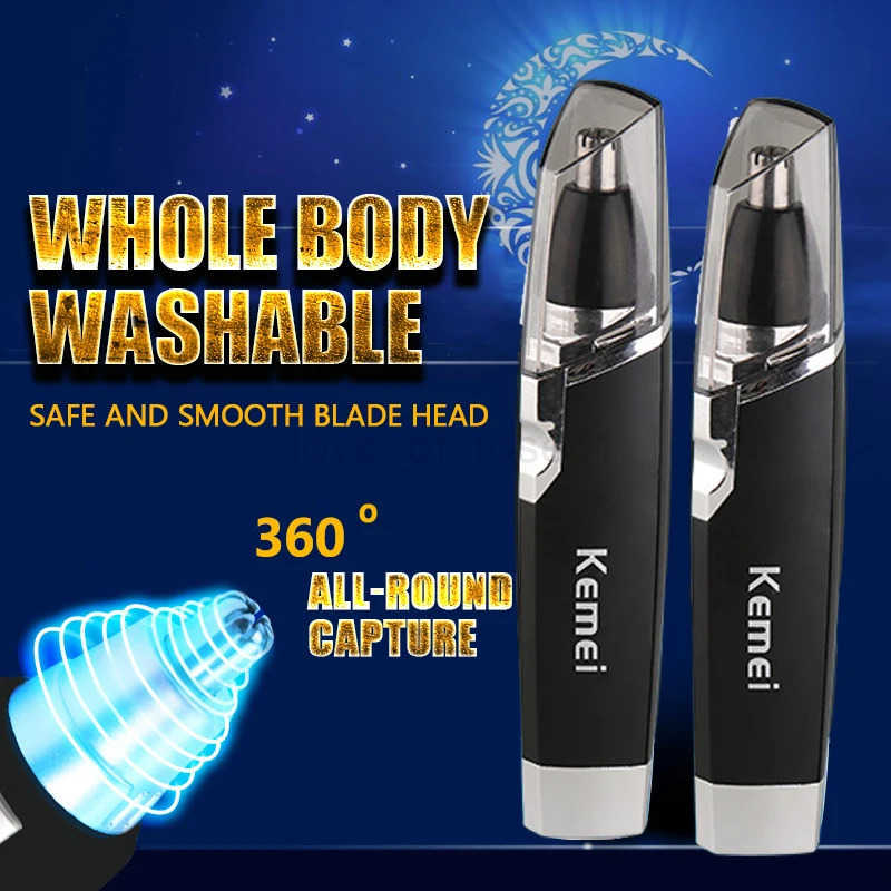 Kemei professional nose hair trimmer beard trimer mens eyebrow nose trimmer for nose and ear cleaner hair removal machine Z251030