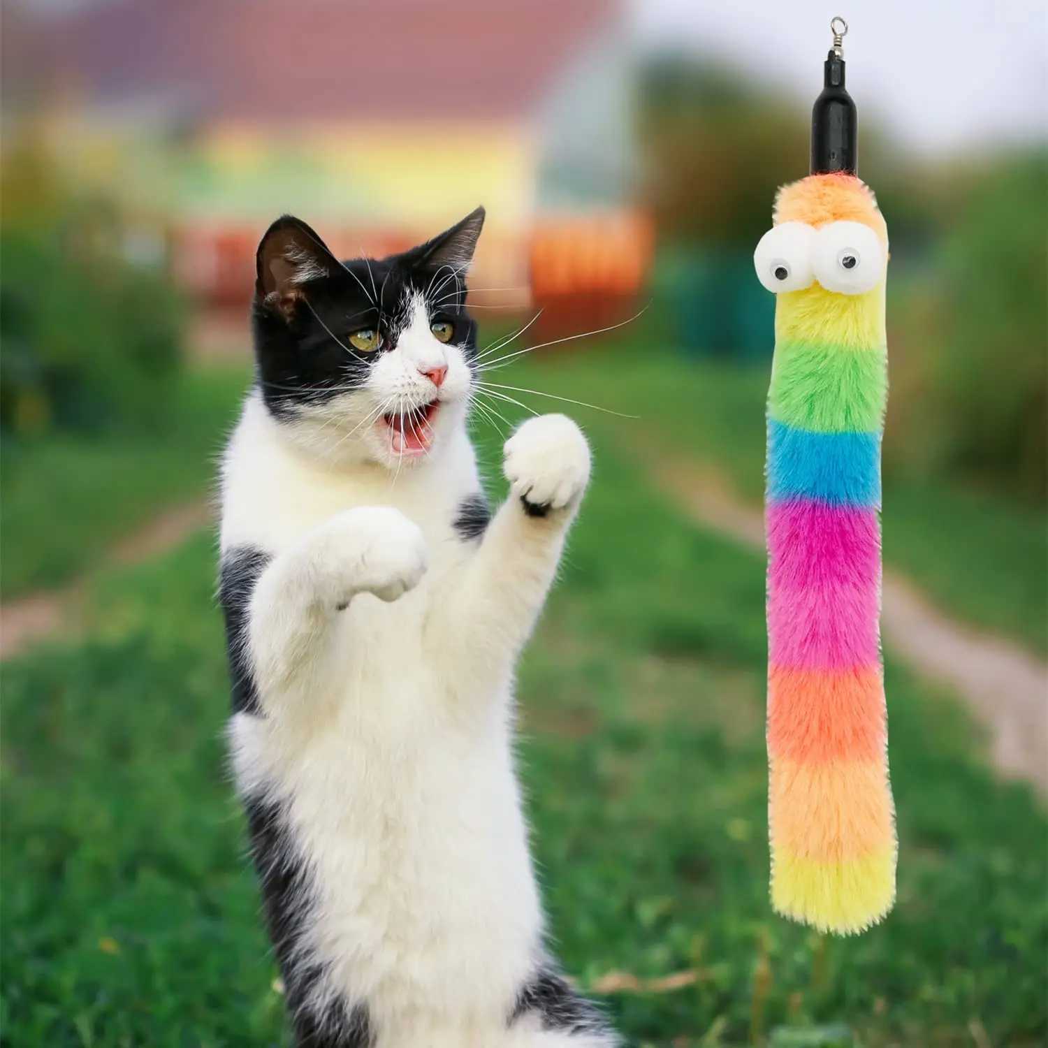 Cat Wand and Toy Feather Toy Interactive Cat Toy Fuzzy Wand and Feathers Teaser Refills 1 PC 8 PCs S251029{category}