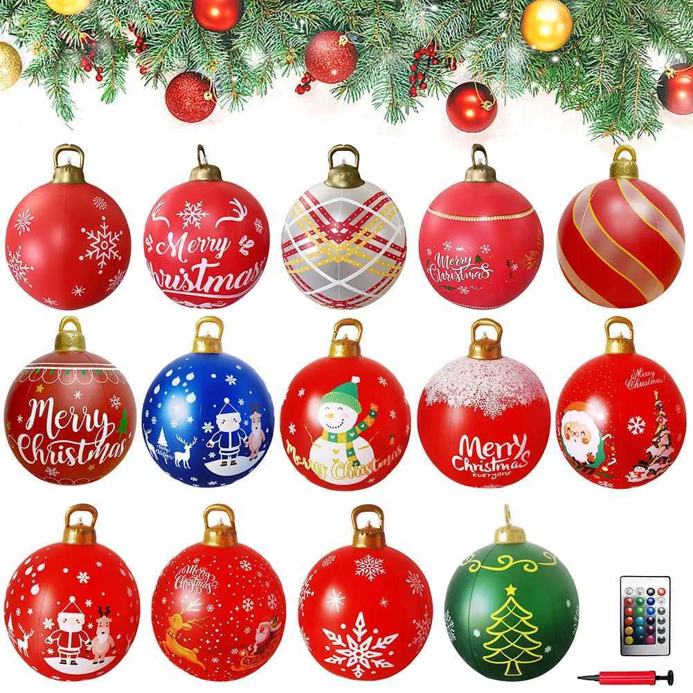 24 Inch Inflatable Christmas Balls Light Up PVC Giant LED Christmas Balloon Snowman Outdoor Inflatable Christmas Decorations C251030