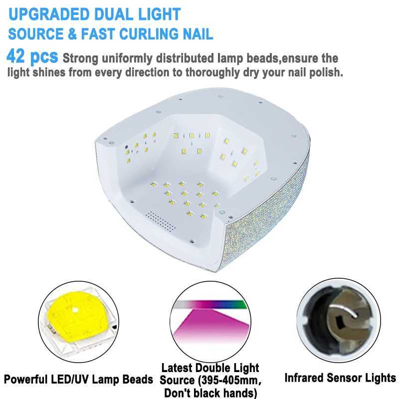 Rechargeable Nail Lamp Lampara De Manicure Super High Power 19200mAh Portable Curling Lamp large HDDispaly 4 Timers Auto Sensor L251030