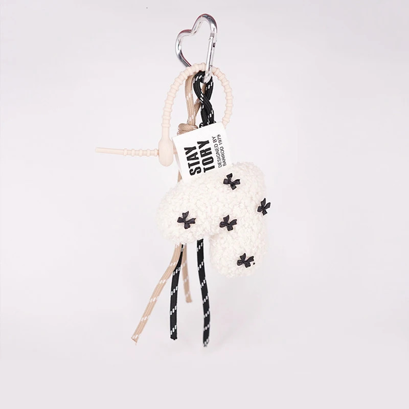 Cartoon Plush Bow Love Keychains For Women Y2k Bag Pendant Couple Car Key Chains Jewelry Gift Decoration Accessories 251030