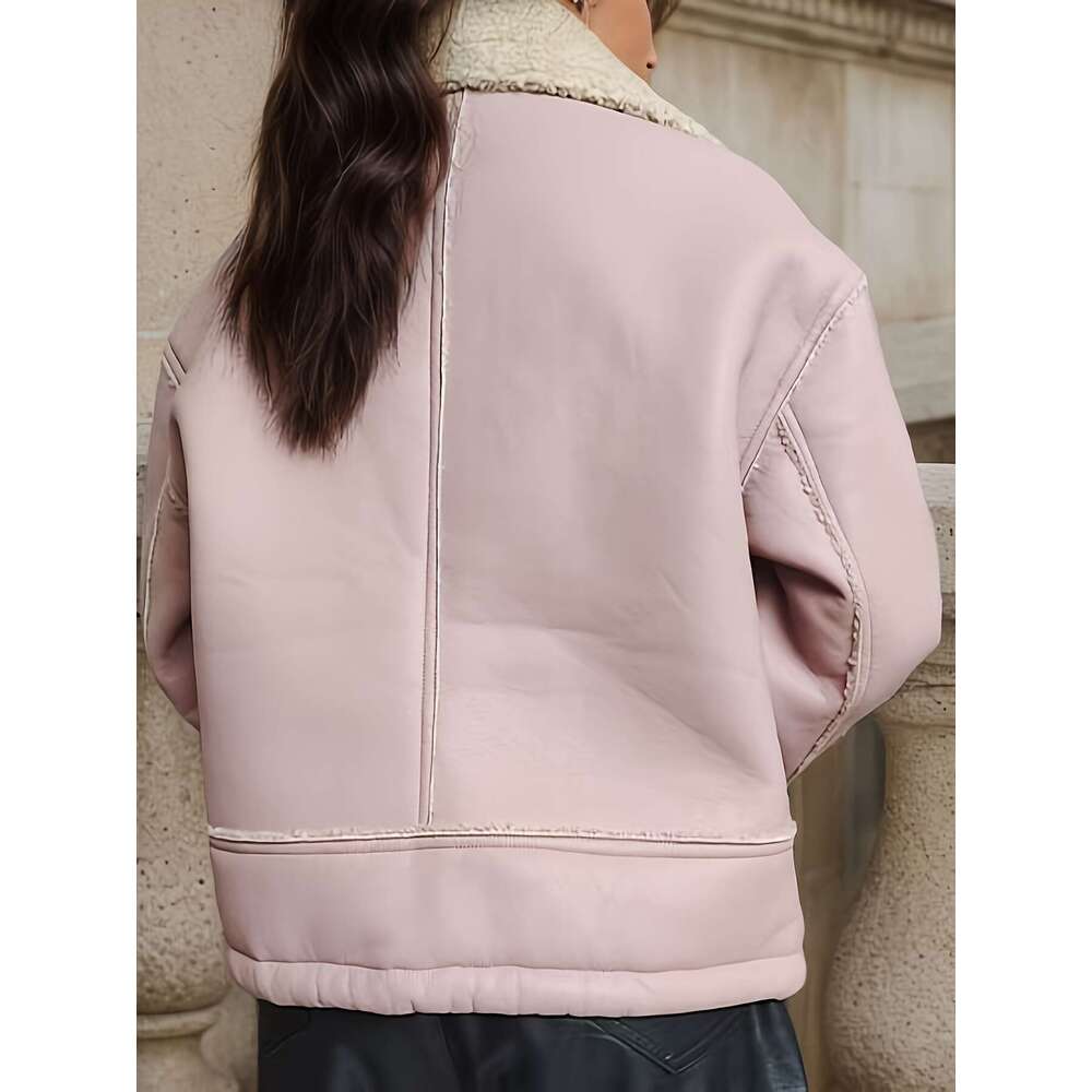 Fleece Lined Jacket Women S Fleece Lined Epaulet With Pockets Drawstring Hem Button Closure Warm Fall Winter Coat In Black Stylish And Functional For