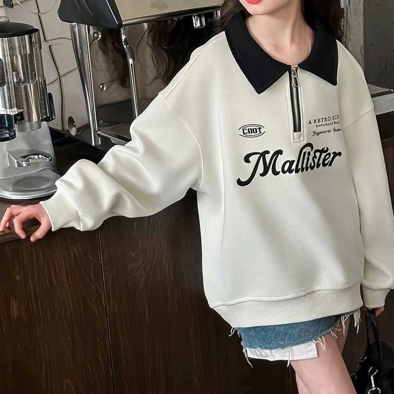 Spring Autumn Loose Casual Children Cotton Polo Collar Hoodie Sweatshirt for Teenage Girls Half Zipper Sweatshirt Kids WearT251030