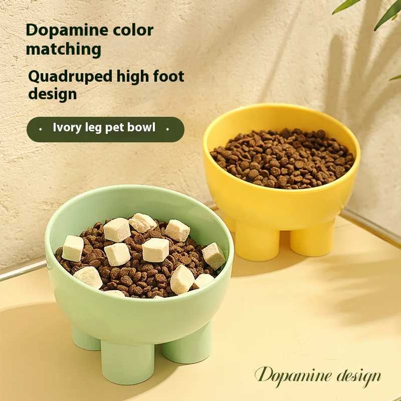 Pet supplies macaron colored neck protection bowl pet cat pet food bowl pet water bowl anti knock J251113