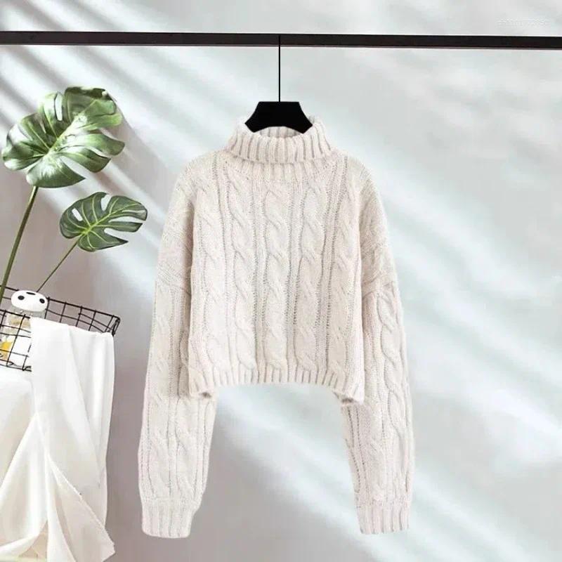 Women's Sweaters High-neck Pullover Short Twist Sweater For Women In Autumn And Winter Lazy Style Loose Thickened Knitted Outside Wear XQ293