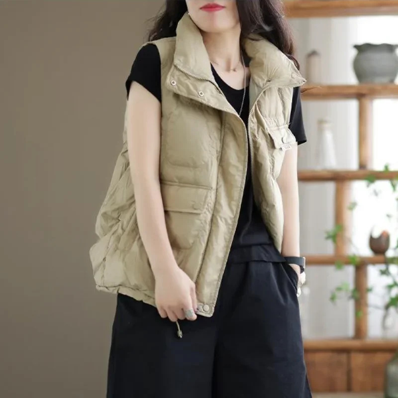 Down Sleeveless Vests Jacket For Women Coat Puffer Vest Jackets Woman Winter 2025 Lightweight With High Quality Coats Trend 251029