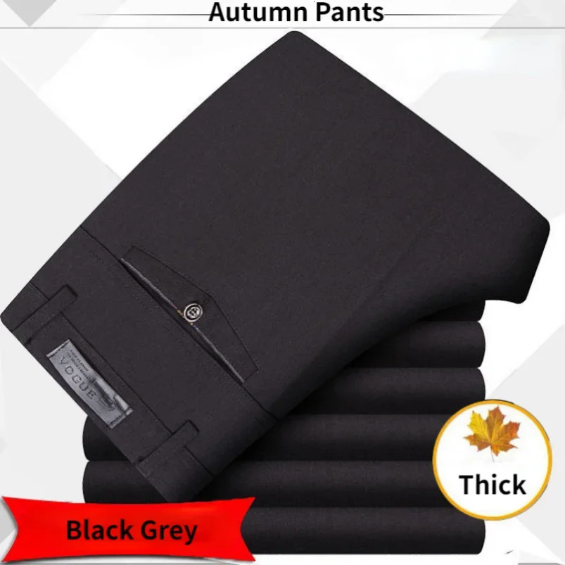 Autumn Summer Casual Pants Men Straight Formal Long Trouser Adult Solid Color Flat n Thick Suit Pant Business RIYBEOE 251028