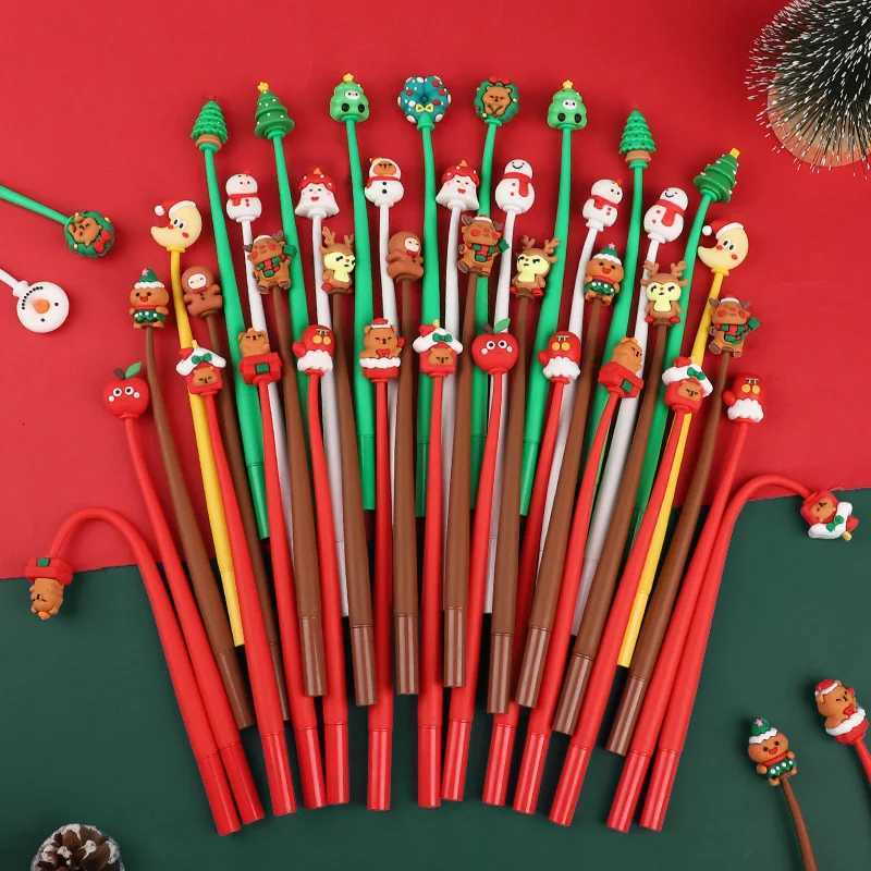 530Pcs Mixed Christmas Pens Cartoon Black Ink Writing Pen Kids New Year Gift Stationery 2025 Christmas Party Decor Supplies C251030