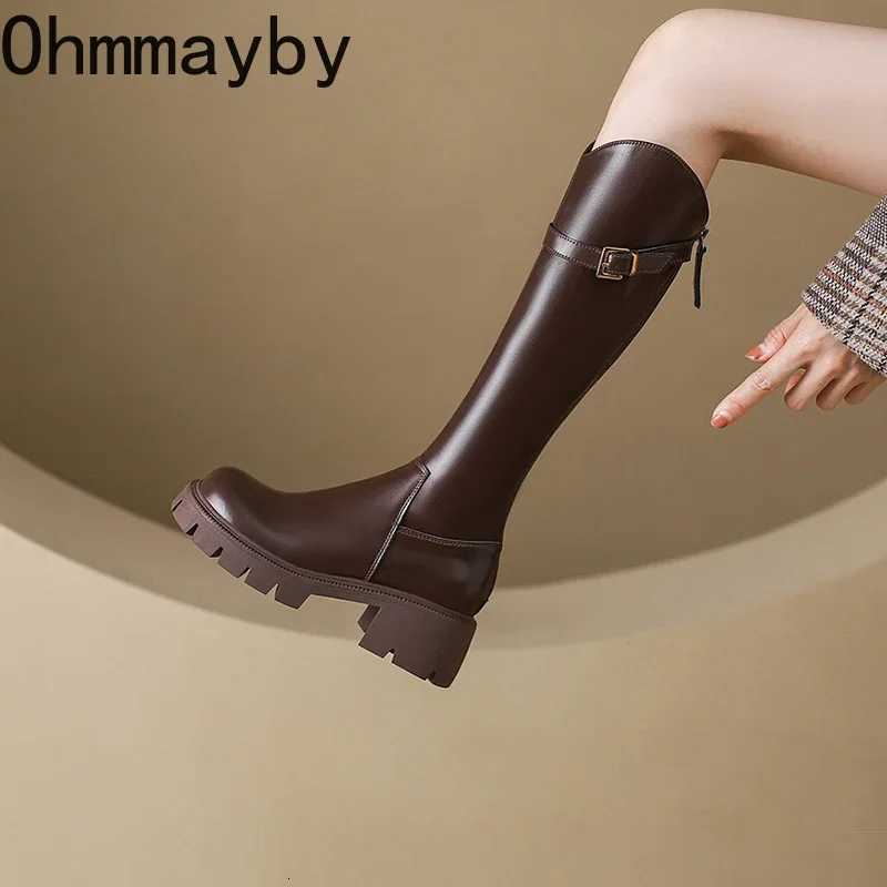 Women Knee High Boots Fashion Knight Long Booties Square High Heels Autumn Winter Warm Short Plush Shoes Z251029