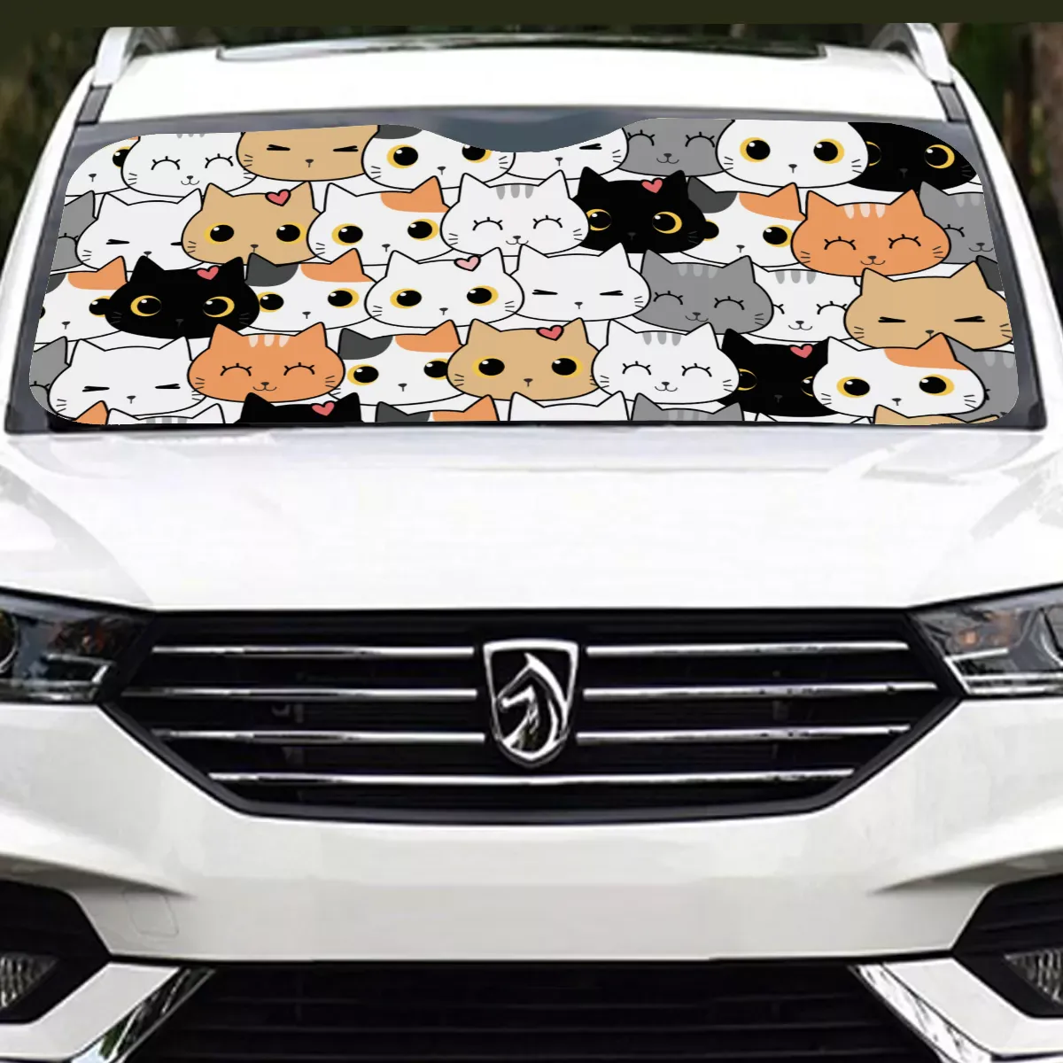 137cm Windshield Sun Shade, Custom Car Sunshade with UV Protection, Foldable Heat Shield for Dashboard and Interior Protection