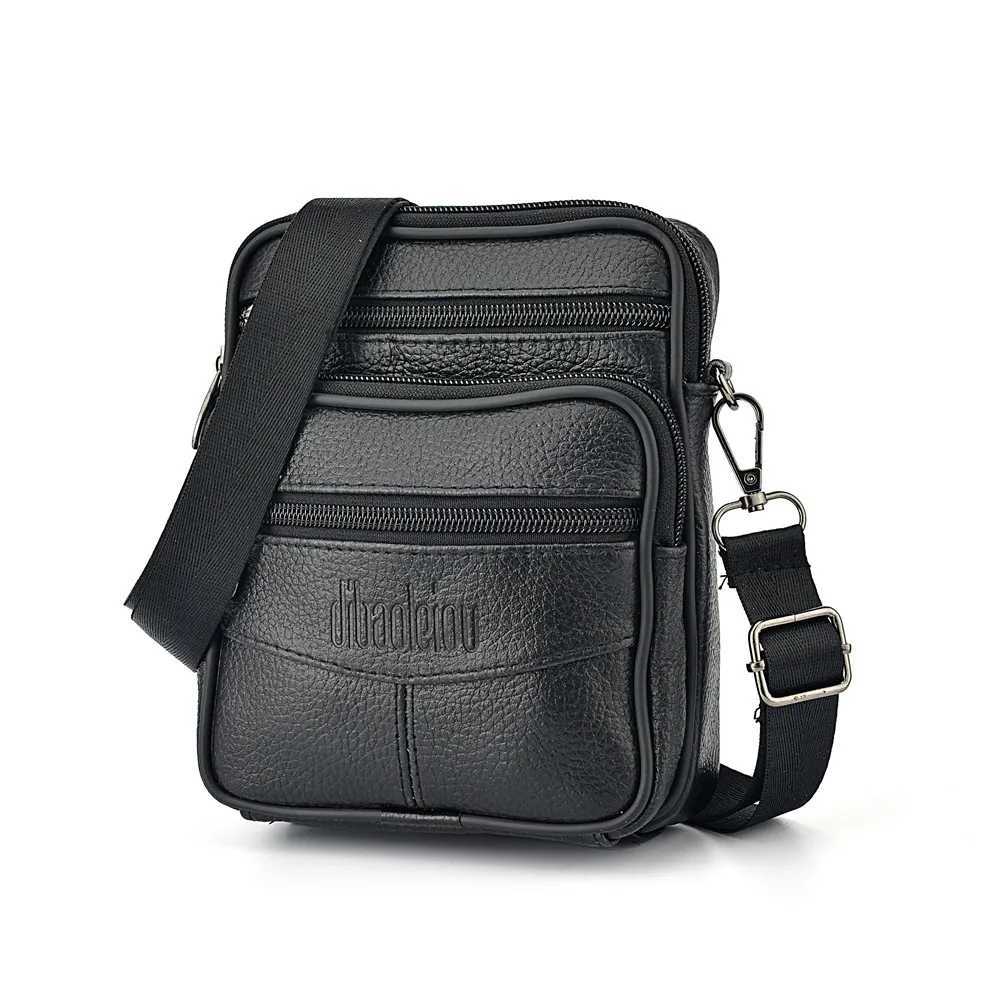 Mens Genuine Leather Crossbody Bag High Quality Zipper Pocket Business Messenger Bag for Men Y251011