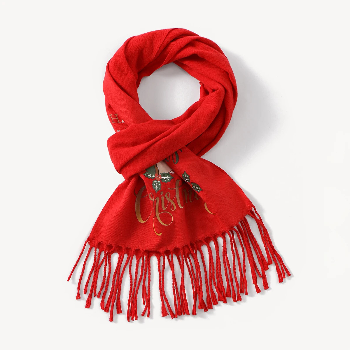 Christmas Red Printed Cashmere Scarf Pashmina Tassel Scarves Neck Protection Deer Elk Printed Wrap Gift Long Shawl 18330cm 251023