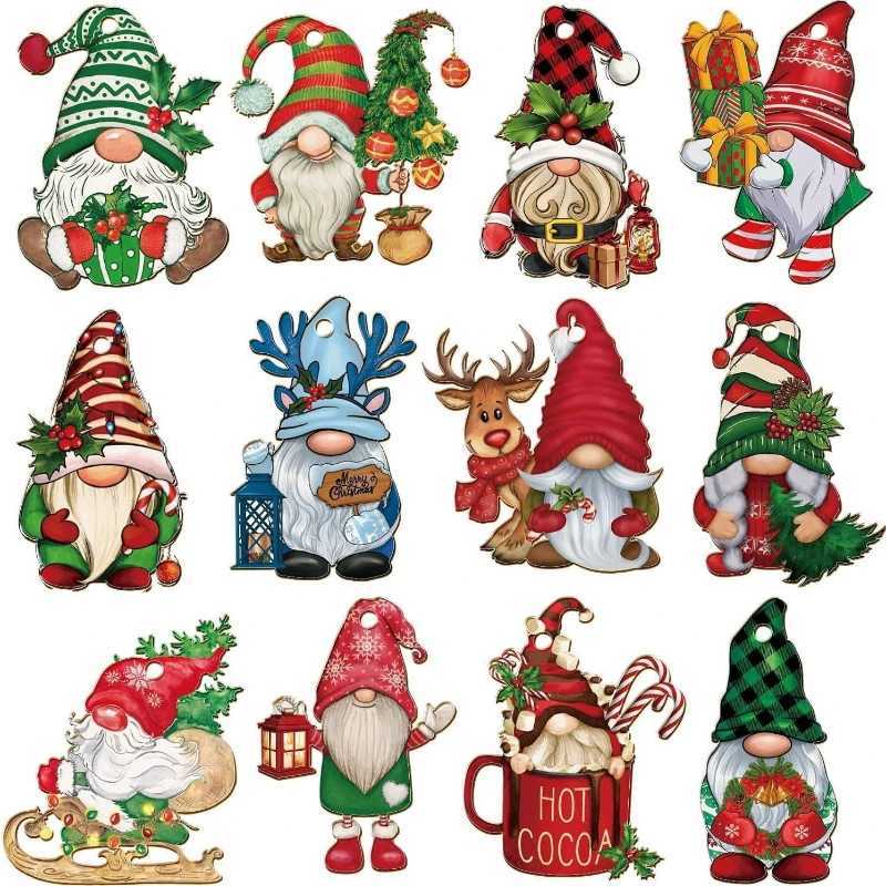 12pcs Christmas Wooden Pendant Xmas Tree Hanging Ornaments 2025 Navidad Party Decoration for Home 2026 New Year Gift C251030
