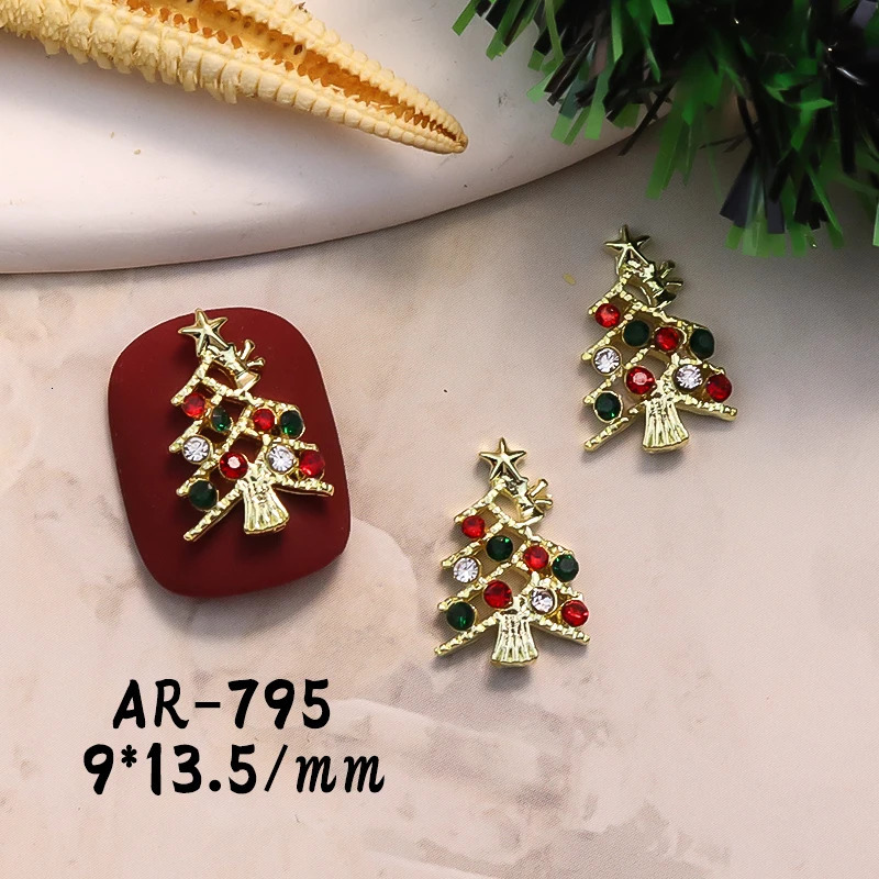 10PCS 3D Alloy Bell Nail Art Charms Supplies For Manicure Decor Christmas Tree Nails Decoration Rhinesstones Accessories 251027