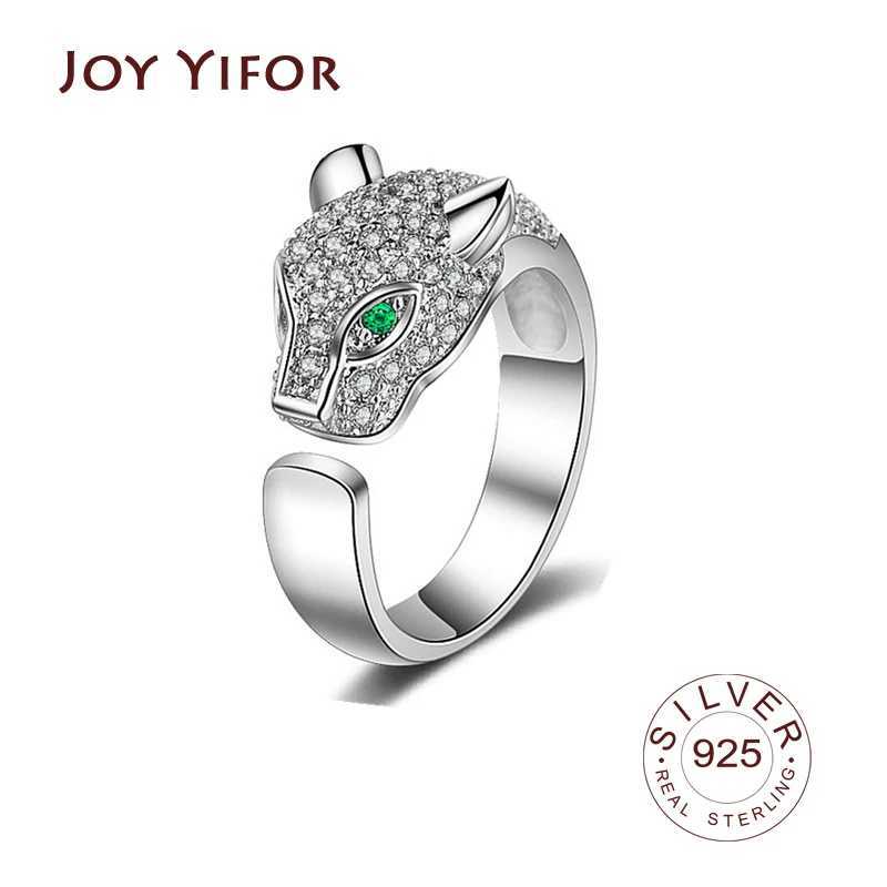 Genuine 925 Sterling Silver Rings for Women zircon animal line vantage Minimalist Thin Circle Gem Rings fine JewelryW251030