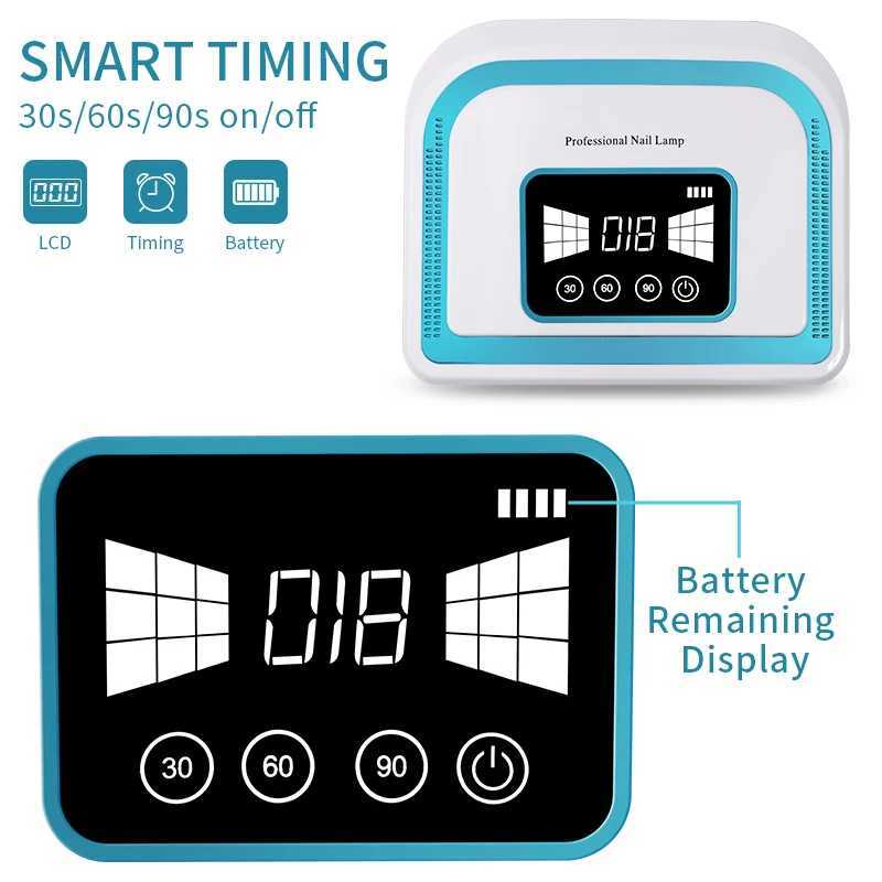 Led Lamp For Nails Uv Nail Drying Gel Manicure Cabin Polish Dryer 120W Light Dryers Wireless Cordless Rechargeable L251030