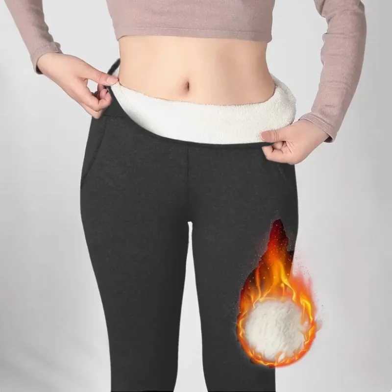 Women High Waisted Warm Leggings with Pockets Thermal Winter Tights Tummy Control Butt Liftting Leggings Fashion Casual Leggings J251030