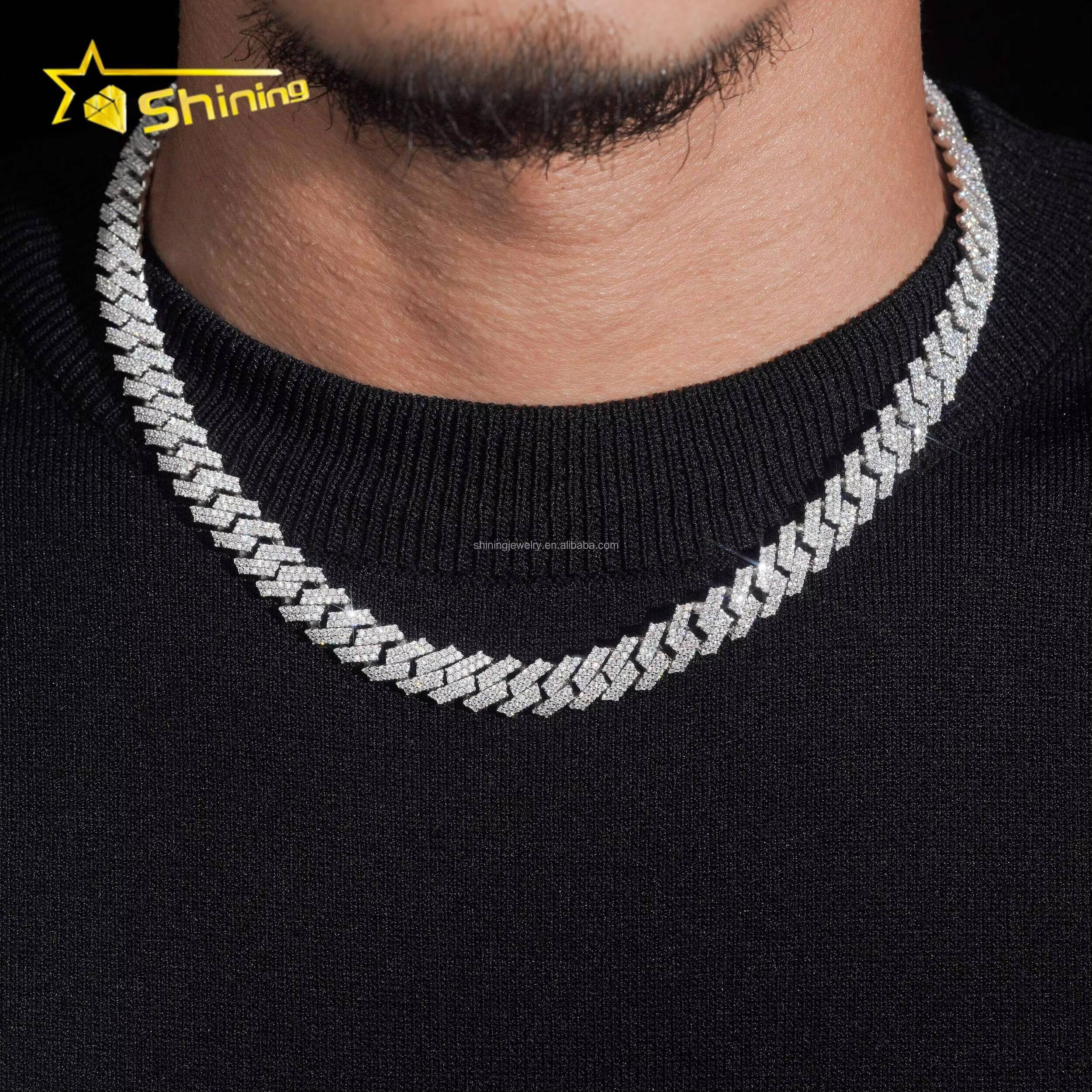 New Arrivals Hot Selling Fashion GRA Certificate S925 8mm 2 Rows Stone Iced Out VVS Moissanite Square Miami Cuban ChainBracelet