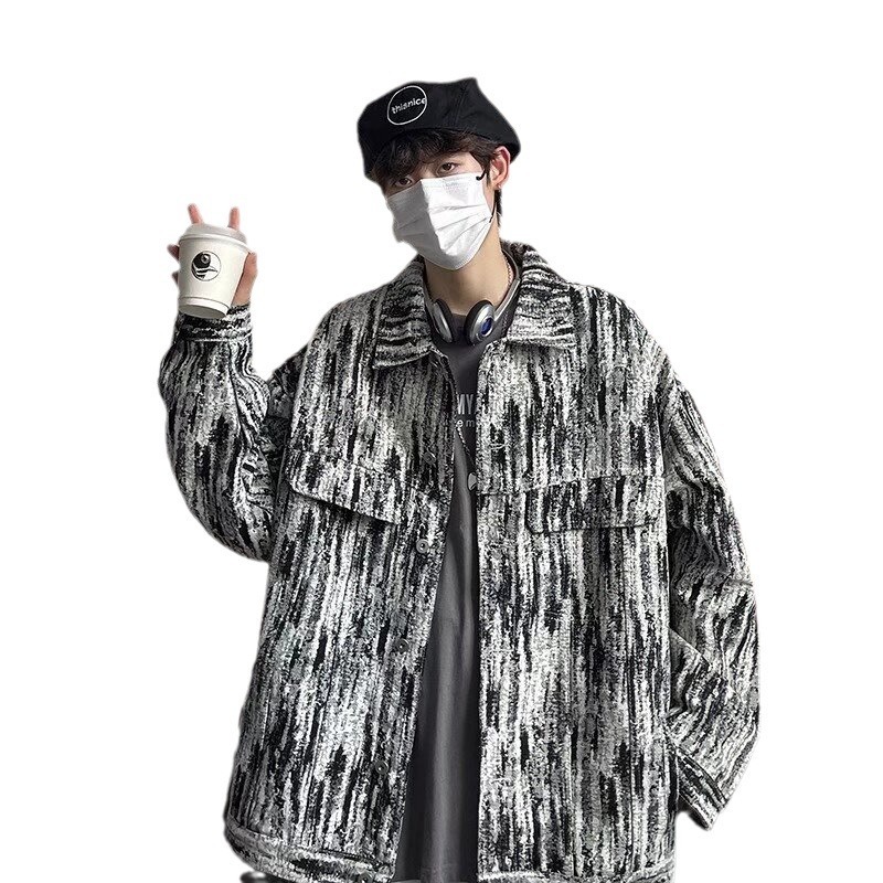 Washed Tie-dye Denim Jacket For Men Spring And Autumn New Korean Version Loose Street Style Designer Coat Harajuku Workwear Jacket