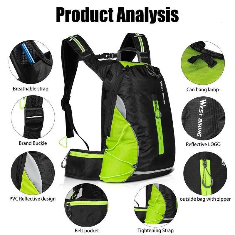 WEST BIKING 16L Cycling Backpack Portable Breathable Ultralight Bicycle Bag Outdoor Sport Climbing Travel Hiking Hydration Bag H251029
