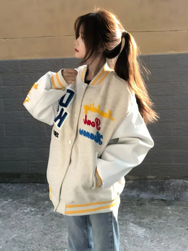 2025 American High Street Mao Jinxiu Alphabet Baseball Uniform Jacket Female Y2K Gothic Harajuku Trend Couple Jacket 251029