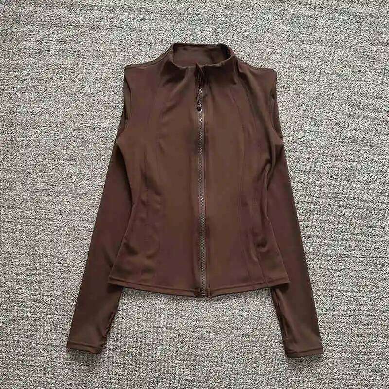 Women's New Autumn Sports Fiess Jacket, Slimming And Quick-Drying Breathable Stand-Up Collar Cardigan, Long-Sleeved Training A