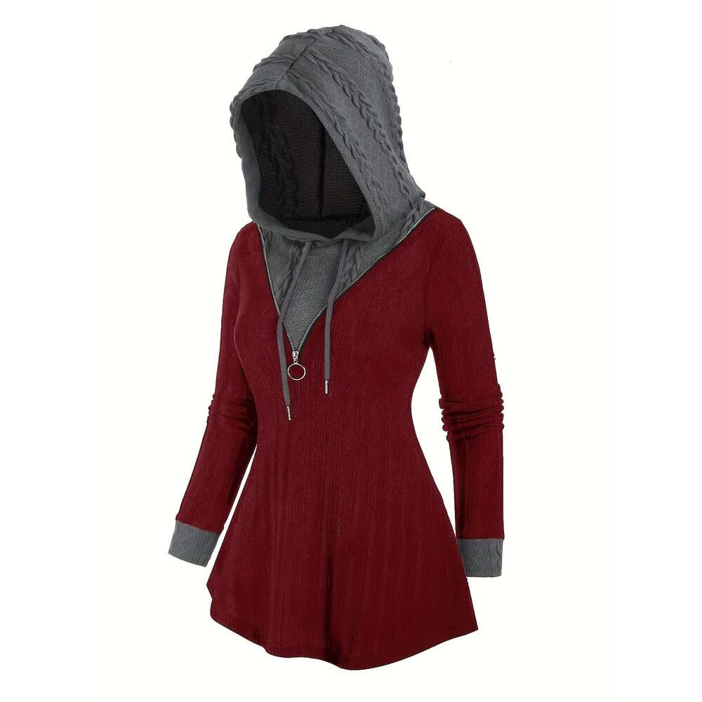Color Block Drawstring Hoodie Casual Long Sleeve Tunic Hoodie Sweatshirt Women S Clothing