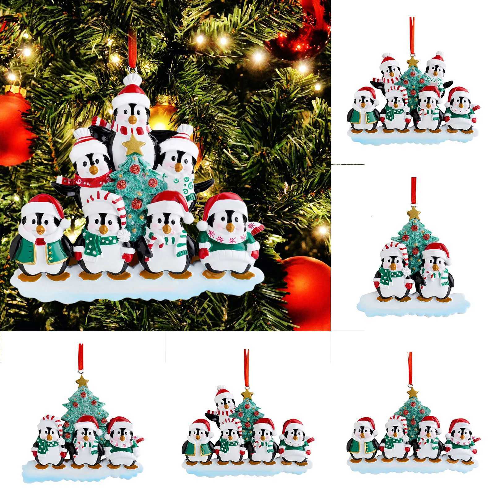 Personzed Family Christmas Ornament Cute Penguin Holiday Winter Gift 2021 Family Ornament Christmas Tree Decorations C251030