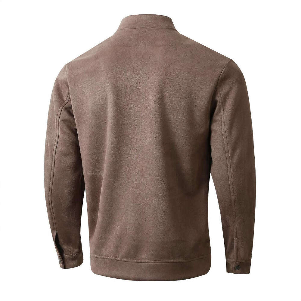 European Size Autumn Winter New Slim Fit Round Neck Long Sleeve Stand Collar Cardigan Personality Style Casual Jacket Coat for Men