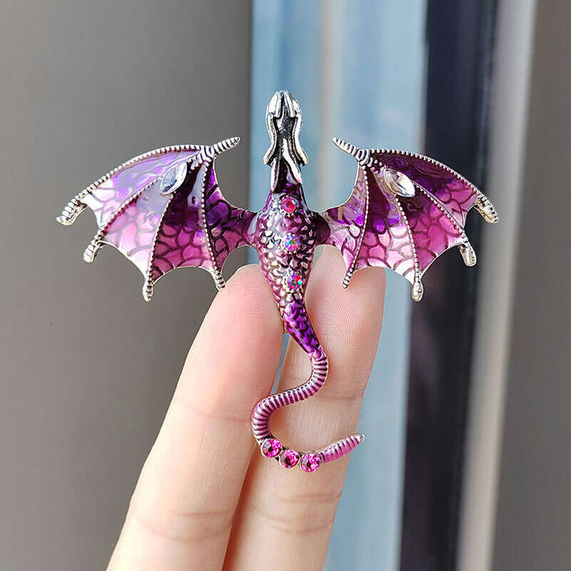 Niche Enamel Dragon Brooch Fashion Animal Pin Versatile Inlaid Dia Accessory for Women